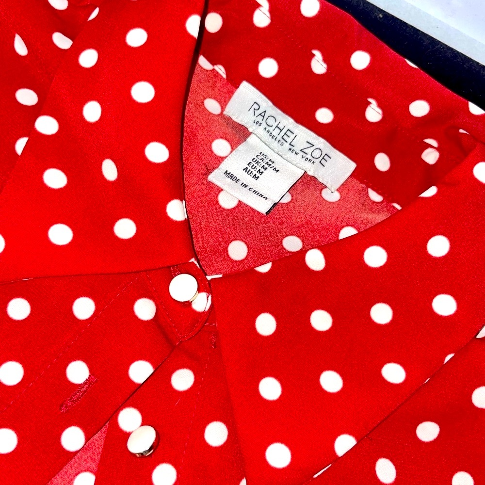 Rachel Zoe Scarlet Blouse with White Dots